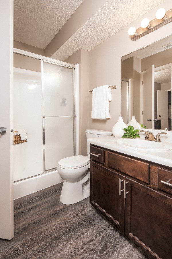 the preserve at ballantyne commons apartment bathroom with toilet and shower