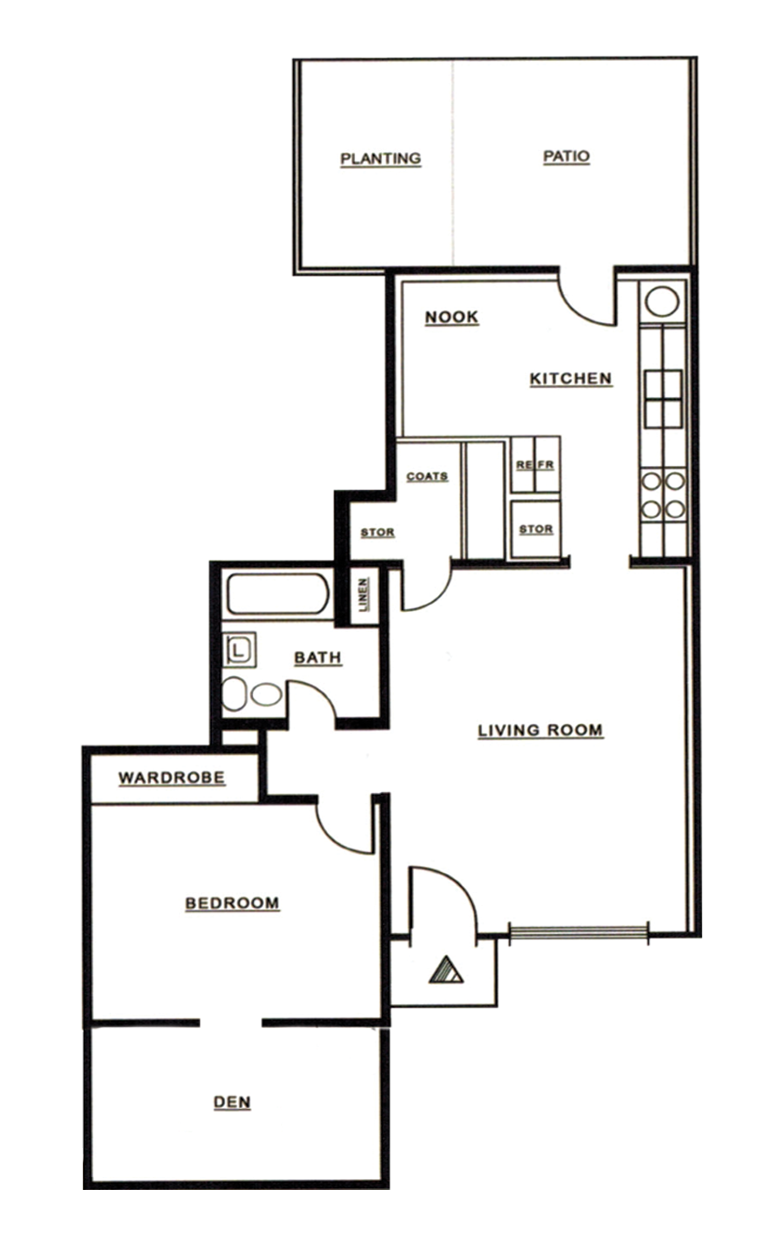 Two Bedroom Floor Plan l Reseda Village Green Apartments in Reseda, CA