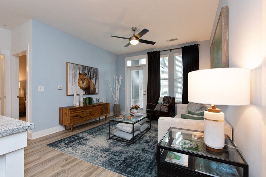 Living Room With Expansive Window at Beckett Farms Apartments, PRG Real Estate Management, Fort Mill, South Carolina