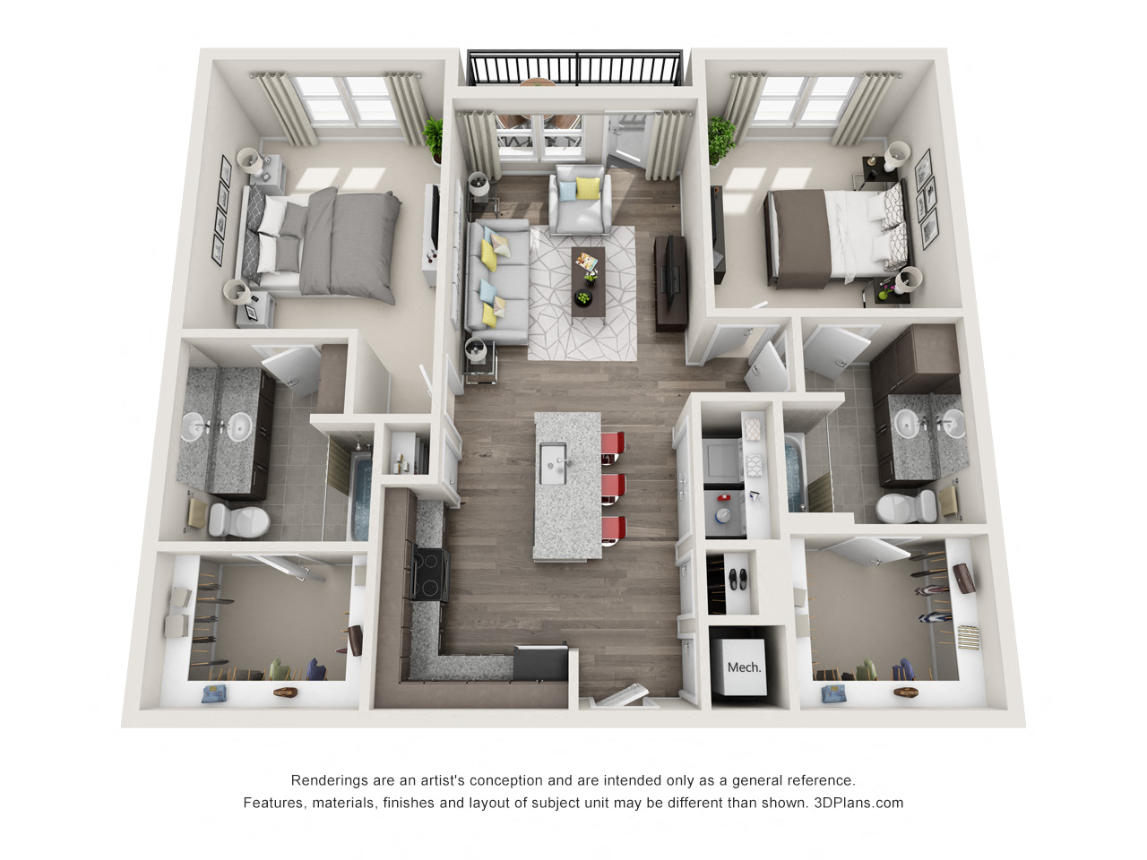 The Alton Floor Plan at Beckett Farms Apartments, PRG Real Estate Management, Fort Mill, South Carolina