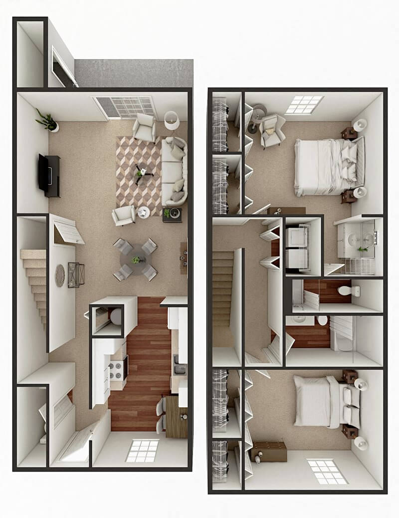 two bedroom apartment floor plan