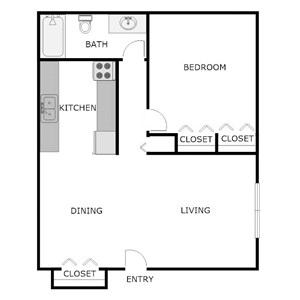 1 Bedroom 1 Bathroom - 600 Square Feet Apartment