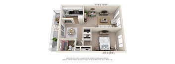 1 Bedroom, 1 Bath B (Balcony)