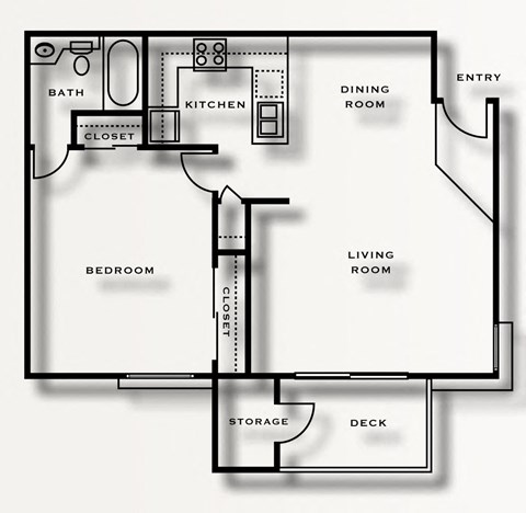 One Bedroom Floor Plan l The Meadows Apartments in Santa Rosa CA