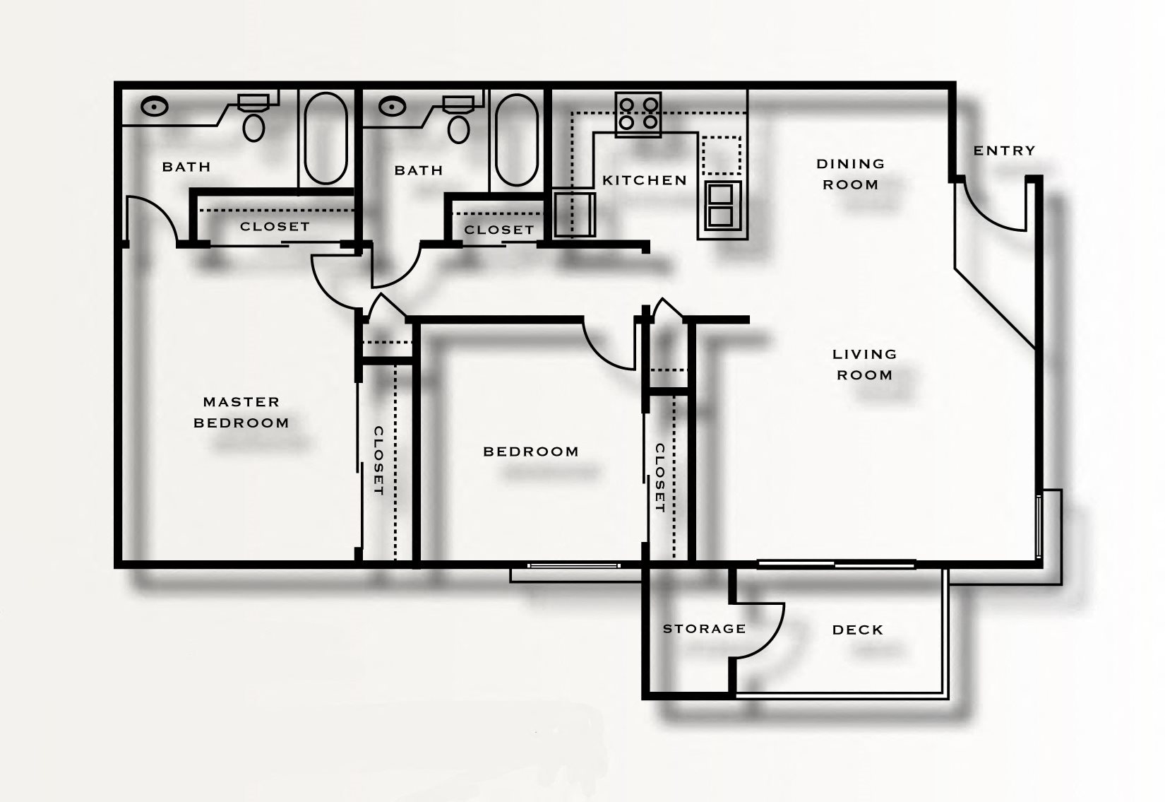 Two Bedroom Floor Plan l The Meadows Apartments in Santa Rosa CA