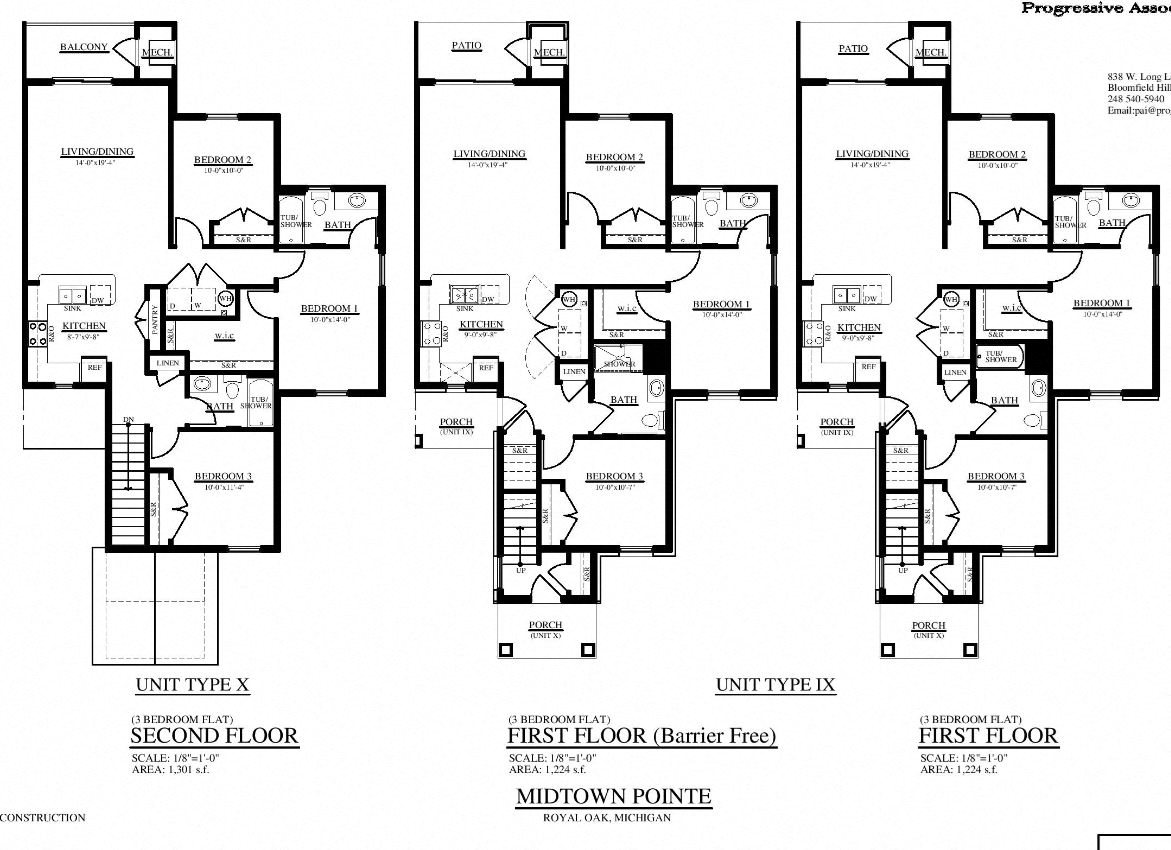 Floor Plans of Midtown Pointe Apartments in Royal Oak, MI