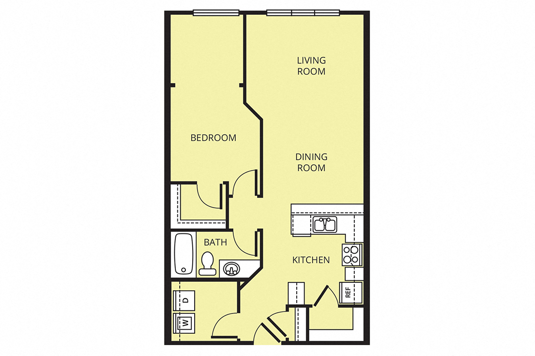 1 Bedroom Unit Type B 814 SF