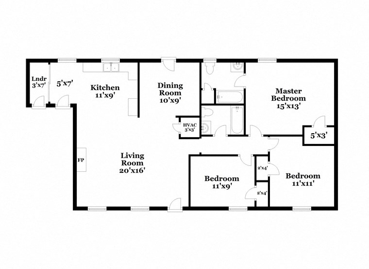 a floor plan of a house with bedrooms and a living room