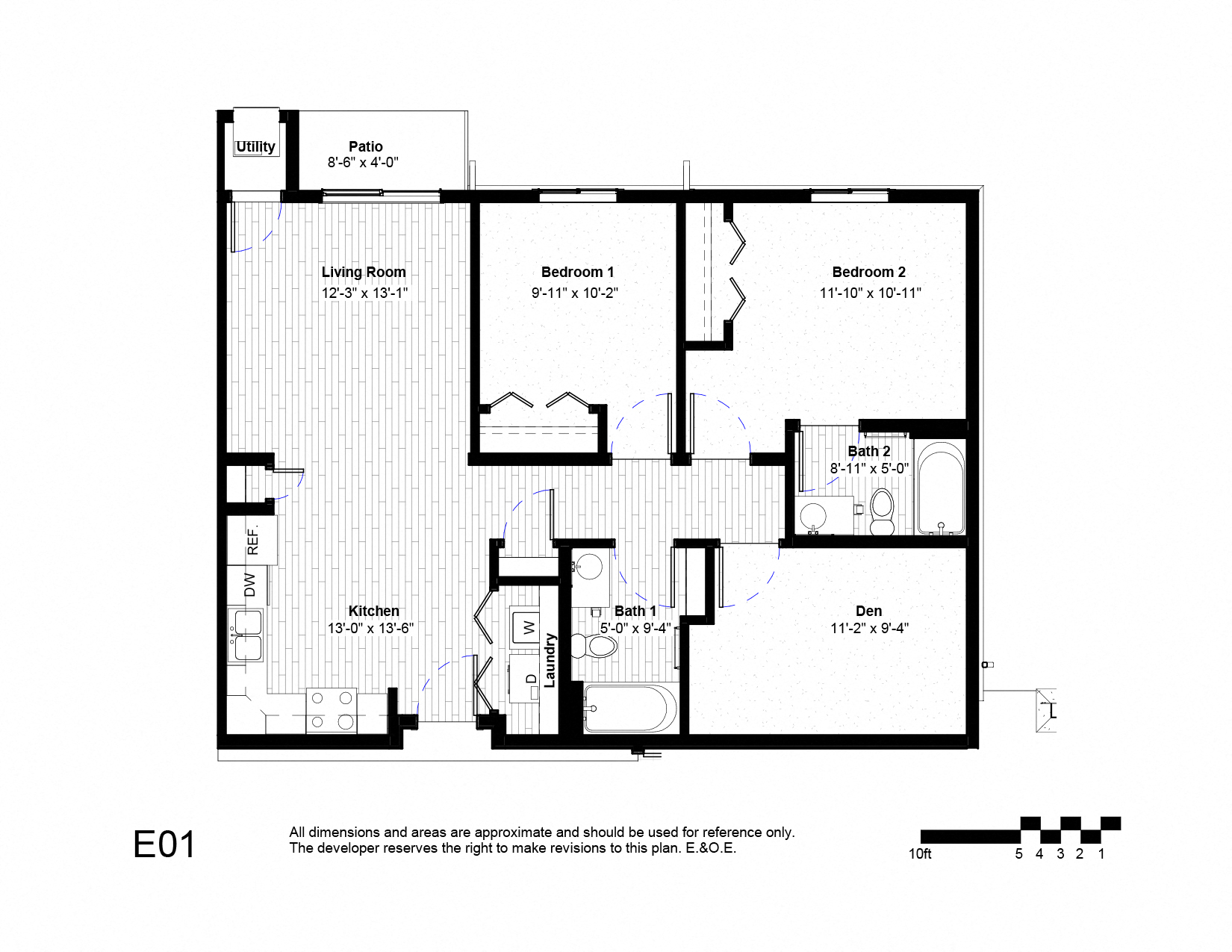 2 Bedroom 2 Bathroom + Den