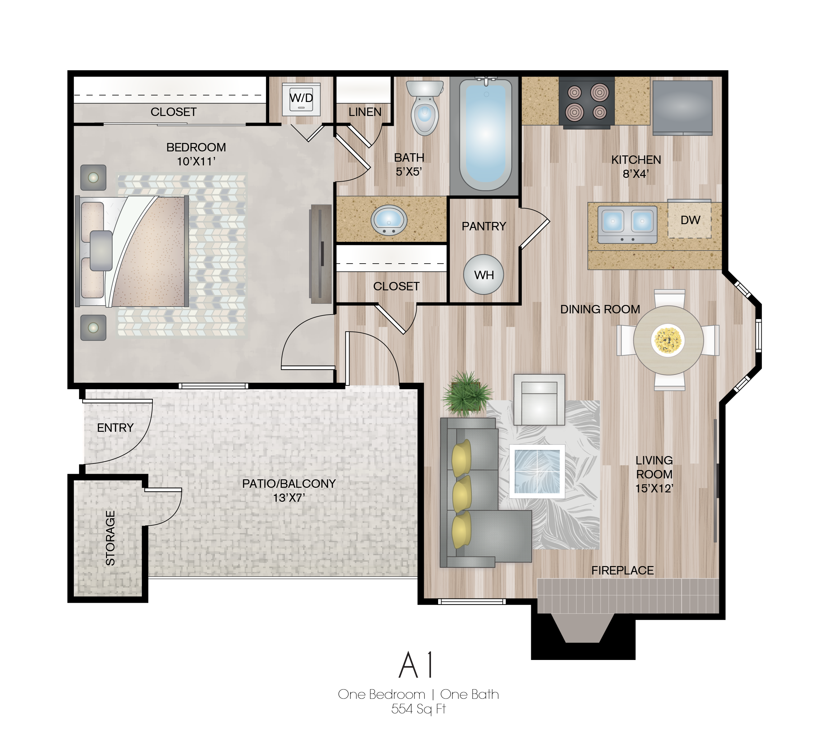 A1 | 554 SQ FT | 1 BED / 1 BATH A1 | 554 SQ FT | 1 BED / 1 BATH