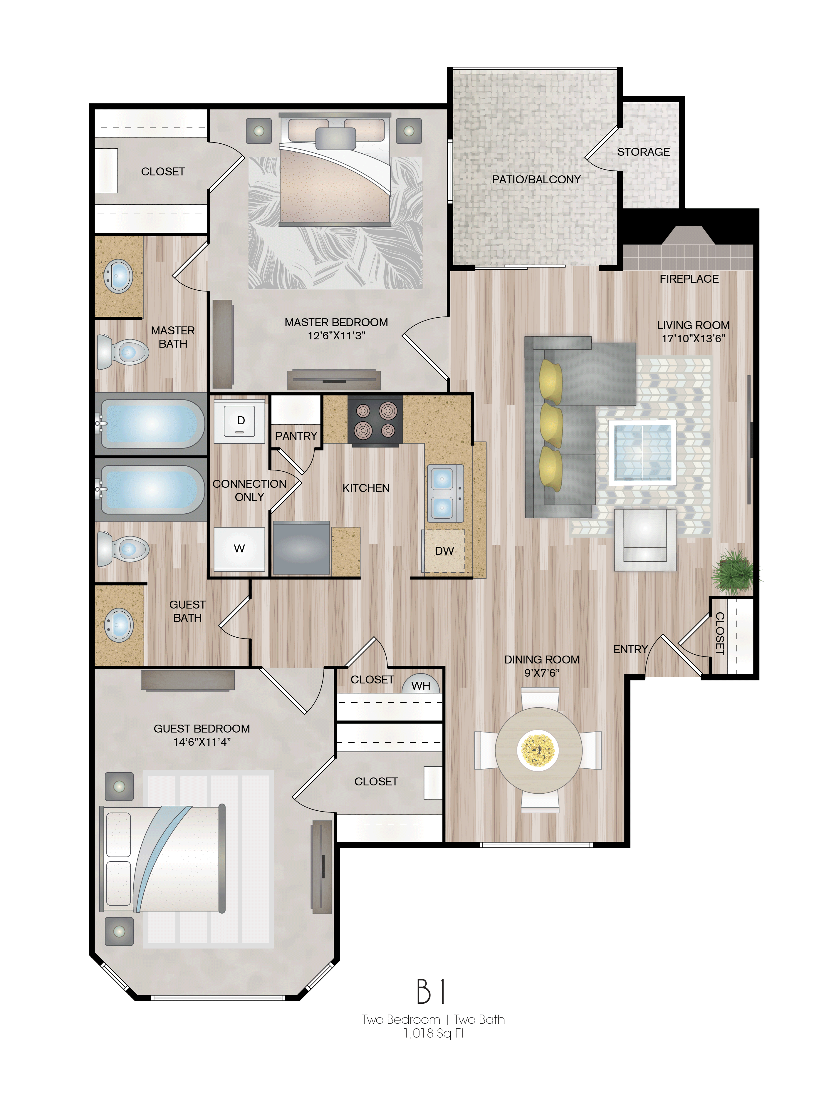 B1 | 965 SQ FT | 2 BED / 2 BATH B1 | 965 SQ FT | 2 BED / 2 BATH