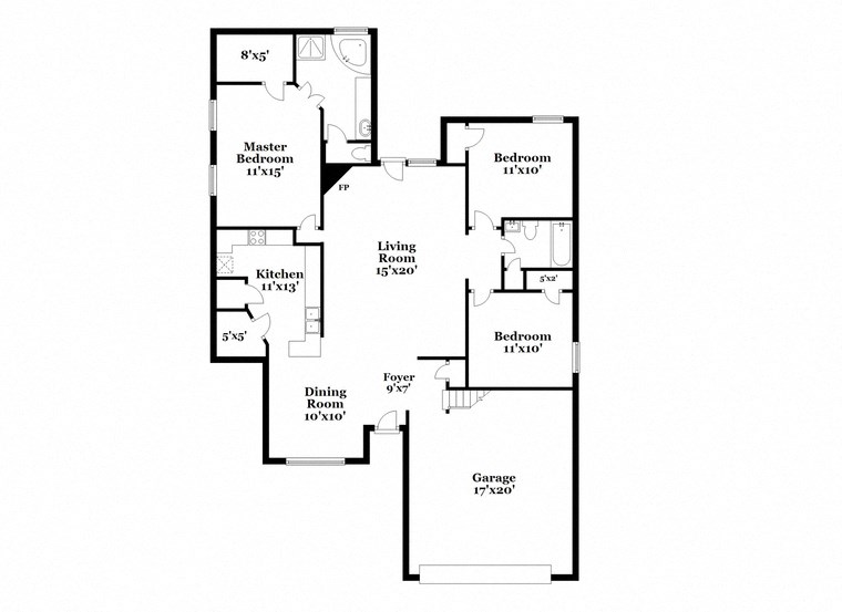 a floor plan of a house with a combination of bedrooms and a living room