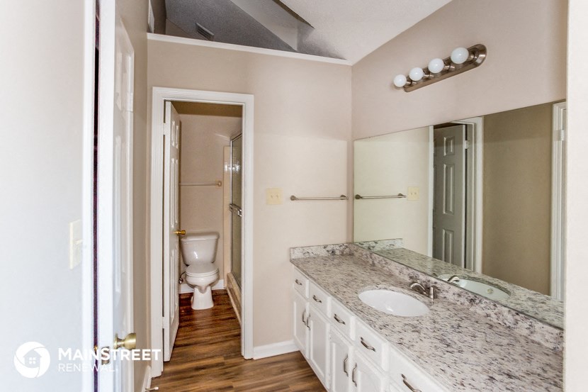 a bathroom with a sink and a mirror and a toilet