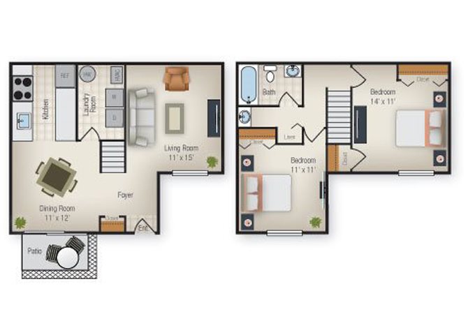 2 BR - Palmer Floor Plan 2