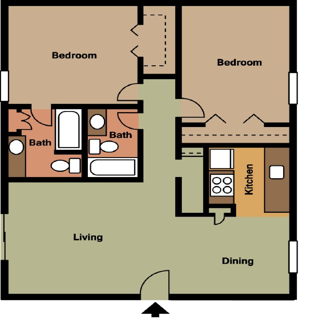 2 bedroom 2 bathroom floor plan at The Halsten at Vinings Mountain Apartments, Atlanta, GA, 30339