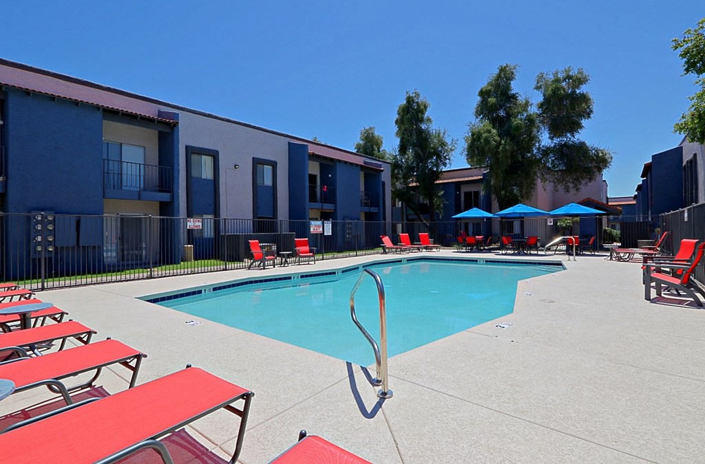 Swimming pool areaat Summers Point Apartments, Arizona, 85301