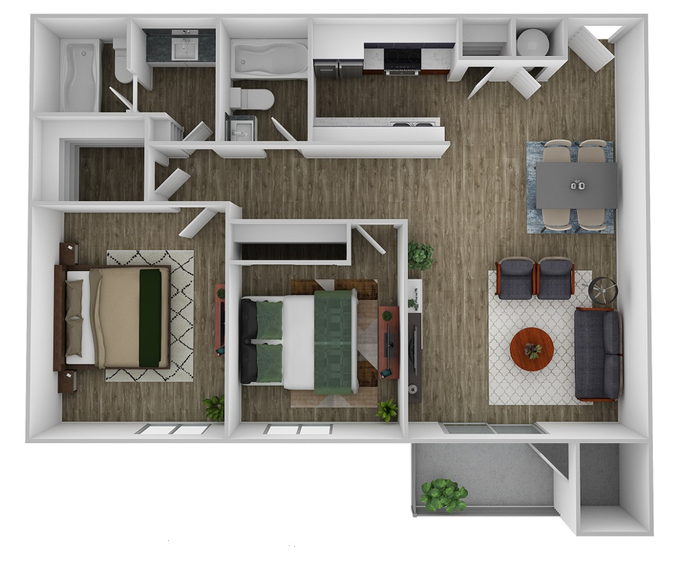 Two Bed Two Bath floor plan at Summers Point Apartments, Arizona, 85301