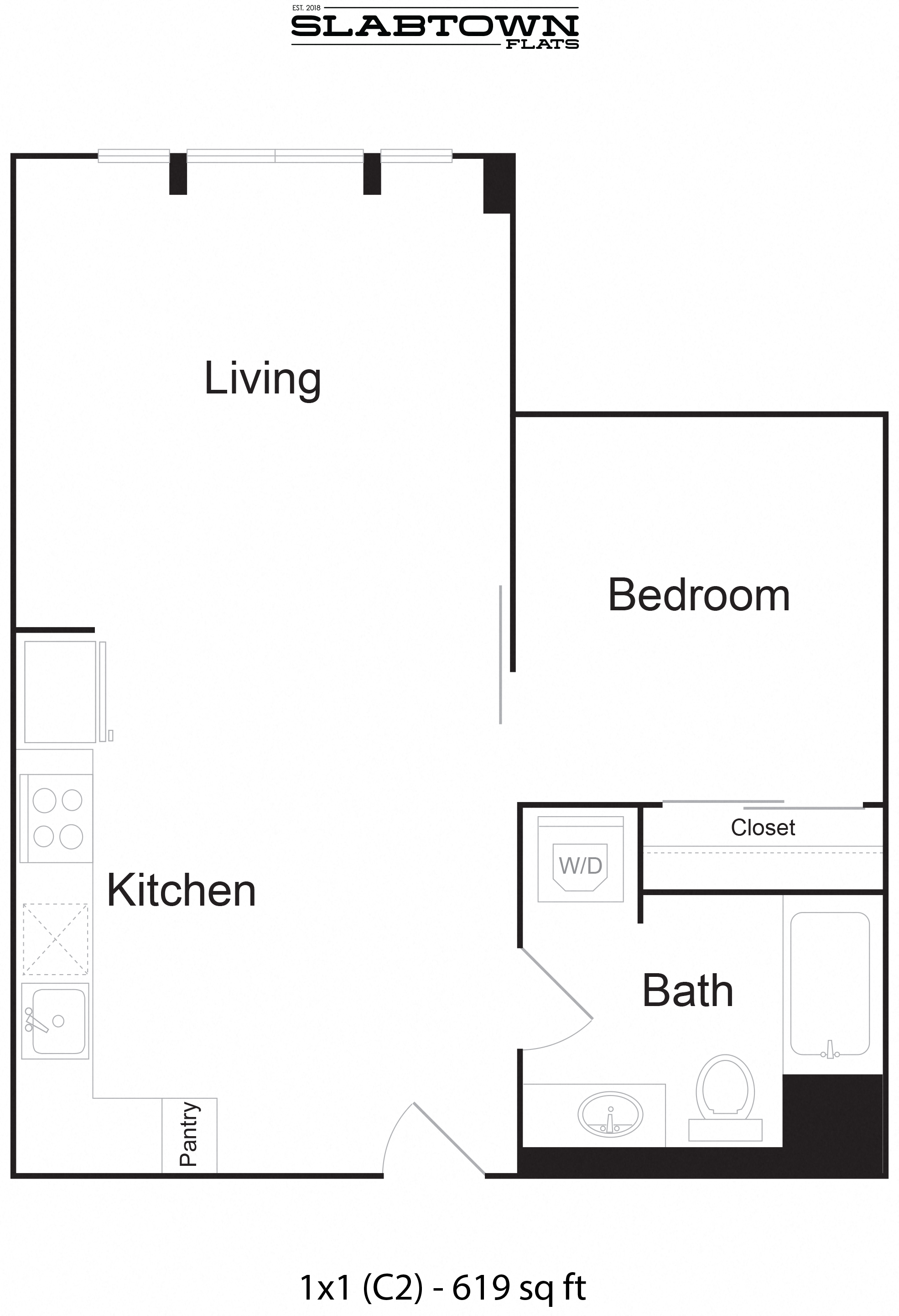 Slabtown C2 - 1x1 619 sf