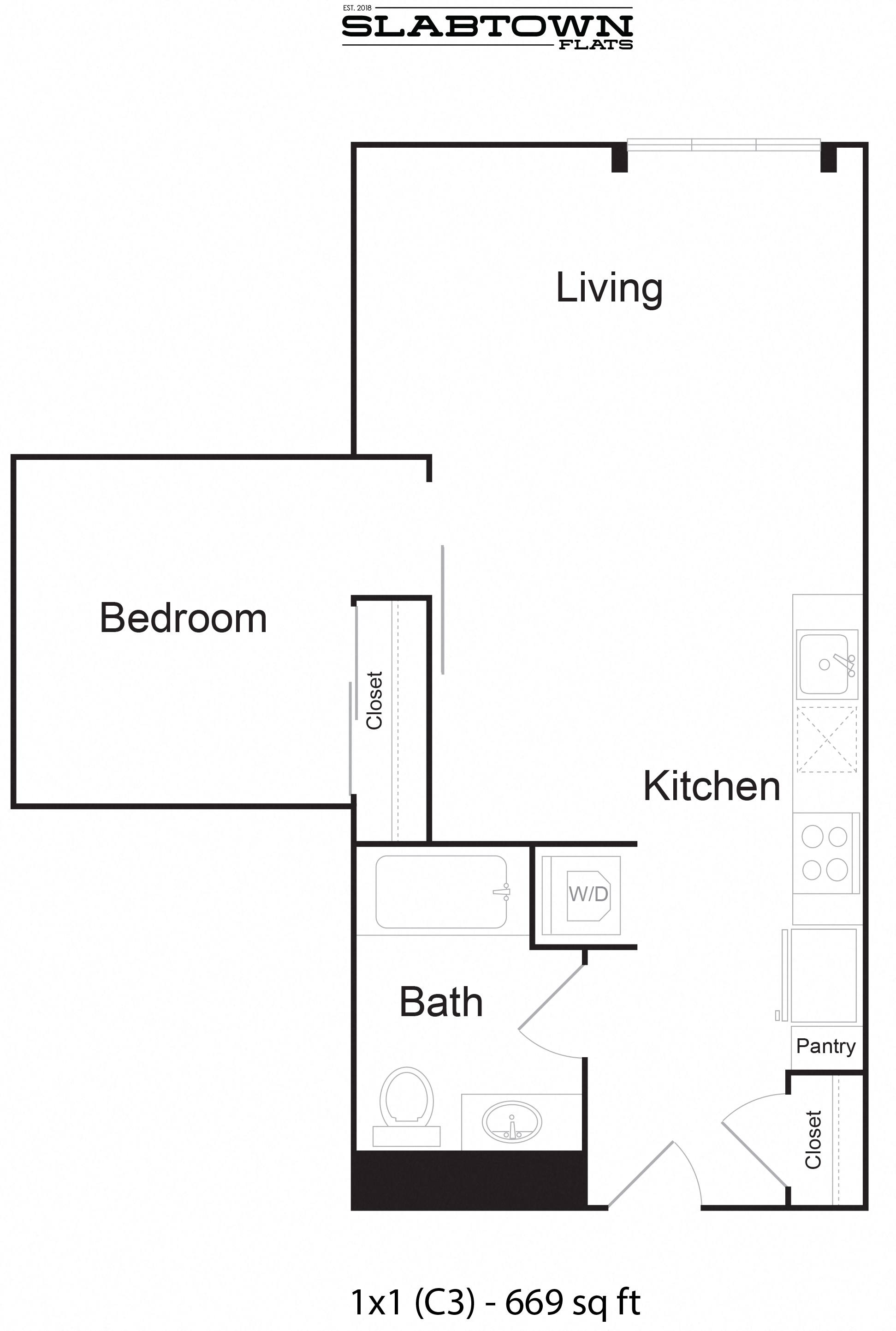 Slabtown C3 - 1x1 669 sf