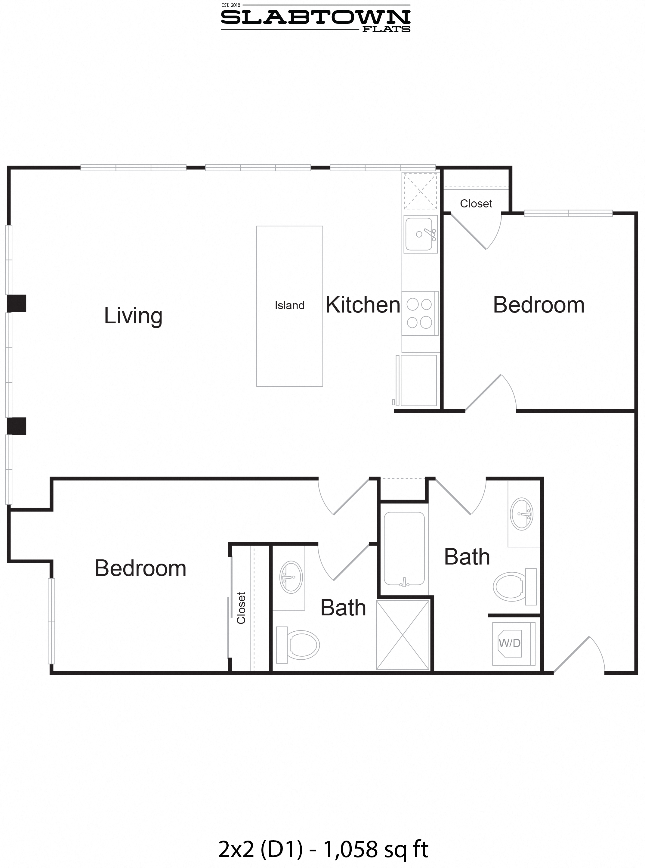 Slabtown D1 - 2x2 1058 sf
