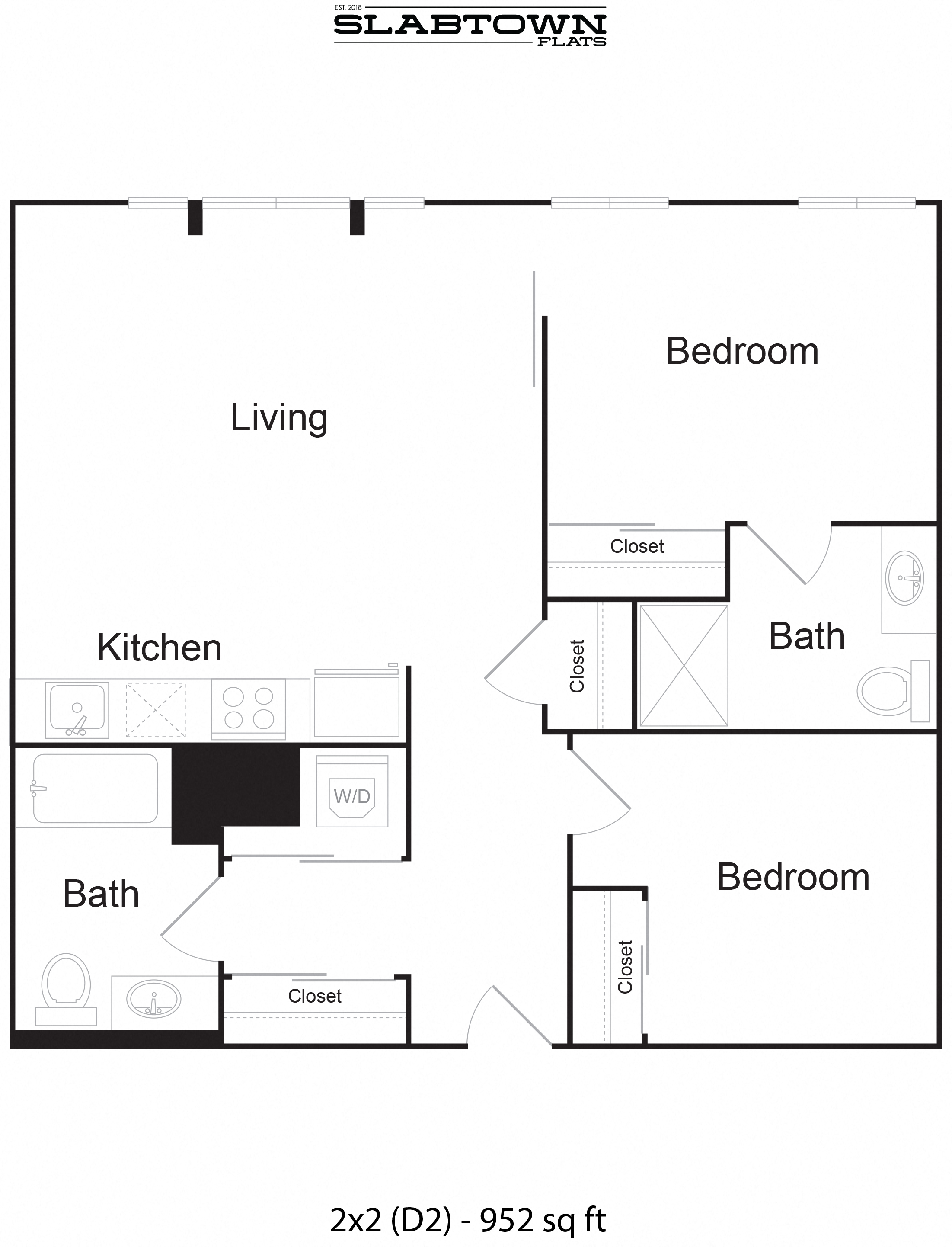 Slabtown D2 - 2x2 952 sf