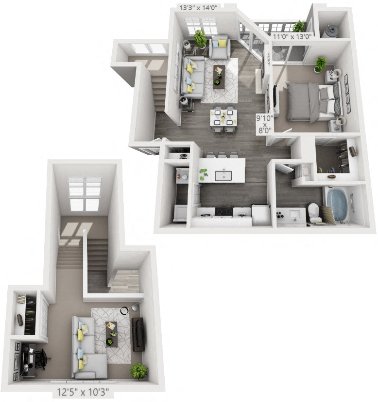 1 Bedroom Floor Plan | Audubon Apartment Homes Cary NC