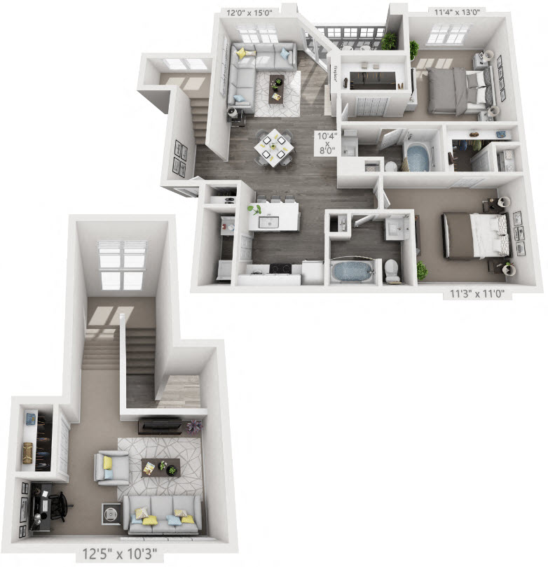 2 Bedroom Floor Plan | Audubon Apartment Homes Cary NC