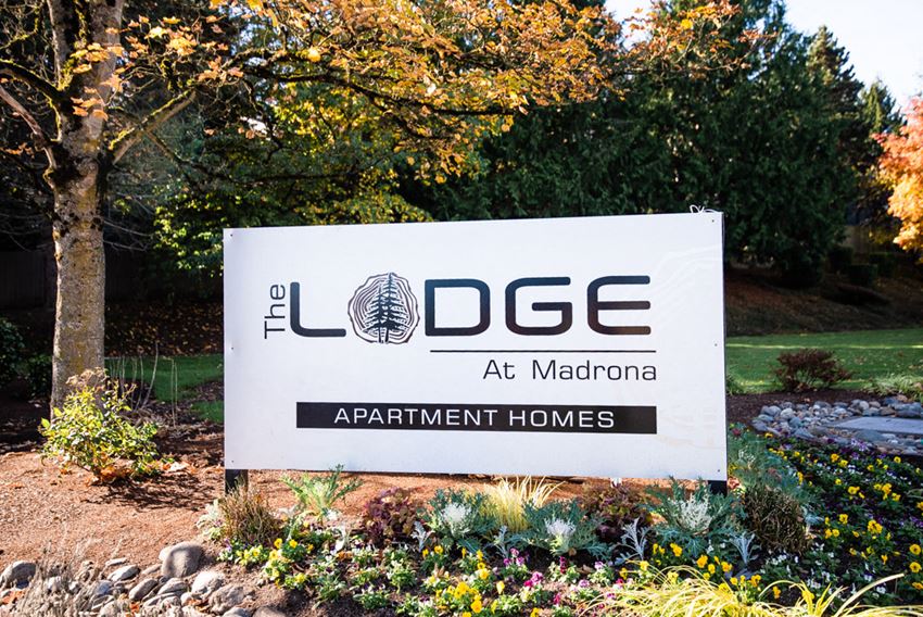 Tacoma Apartments - The Lodge at Madrona Apartments - Sign - Photo Gallery 1