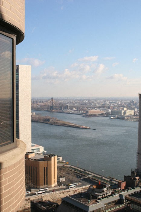 A view of a city from a high vantage point.