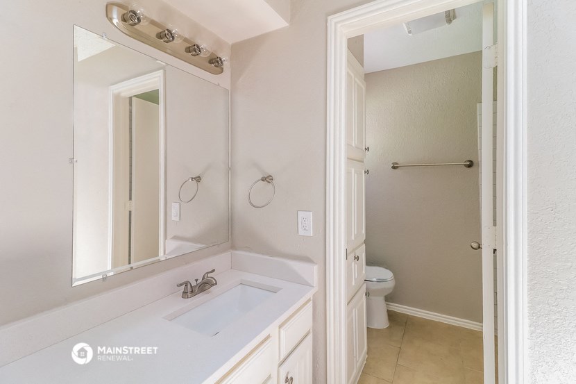 a bathroom with a sink and a mirror and a toilet