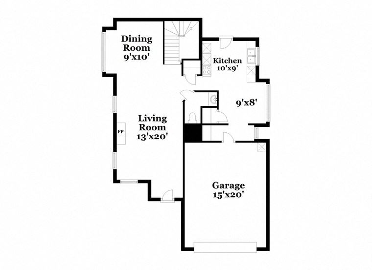 a floor plan of a house with a living room and a dining room
