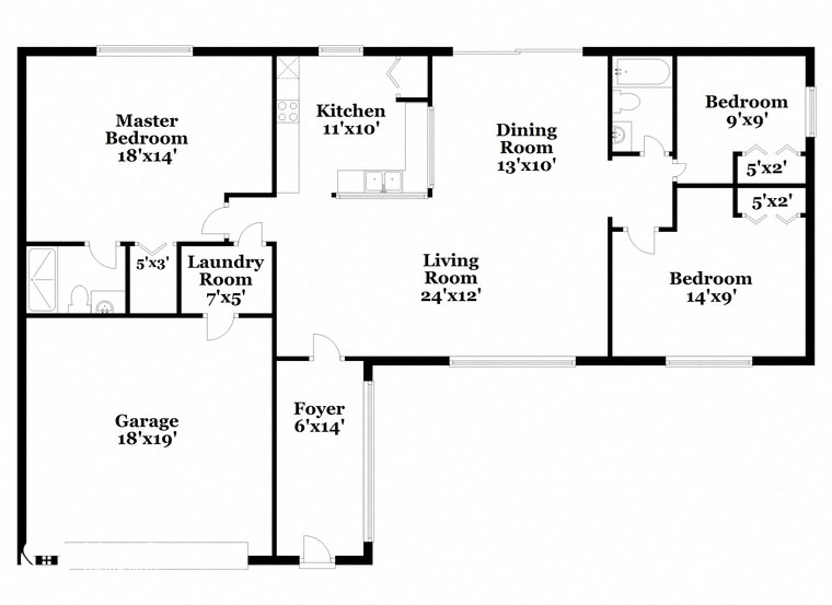a floor plan of a home with a small kitchen and a living room