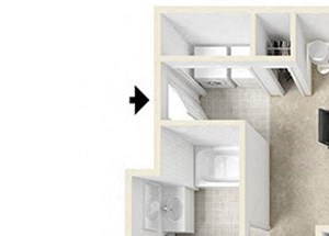 Swift Creek Commons A2 3D floor plan 1 bedroom