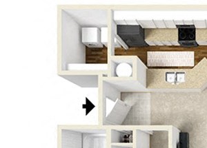 Swift Creek Commons B1 3D floor plan 2 bedroom