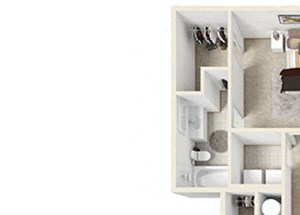 Swift Creek Commons C1 3D floor plan 3 bedroom