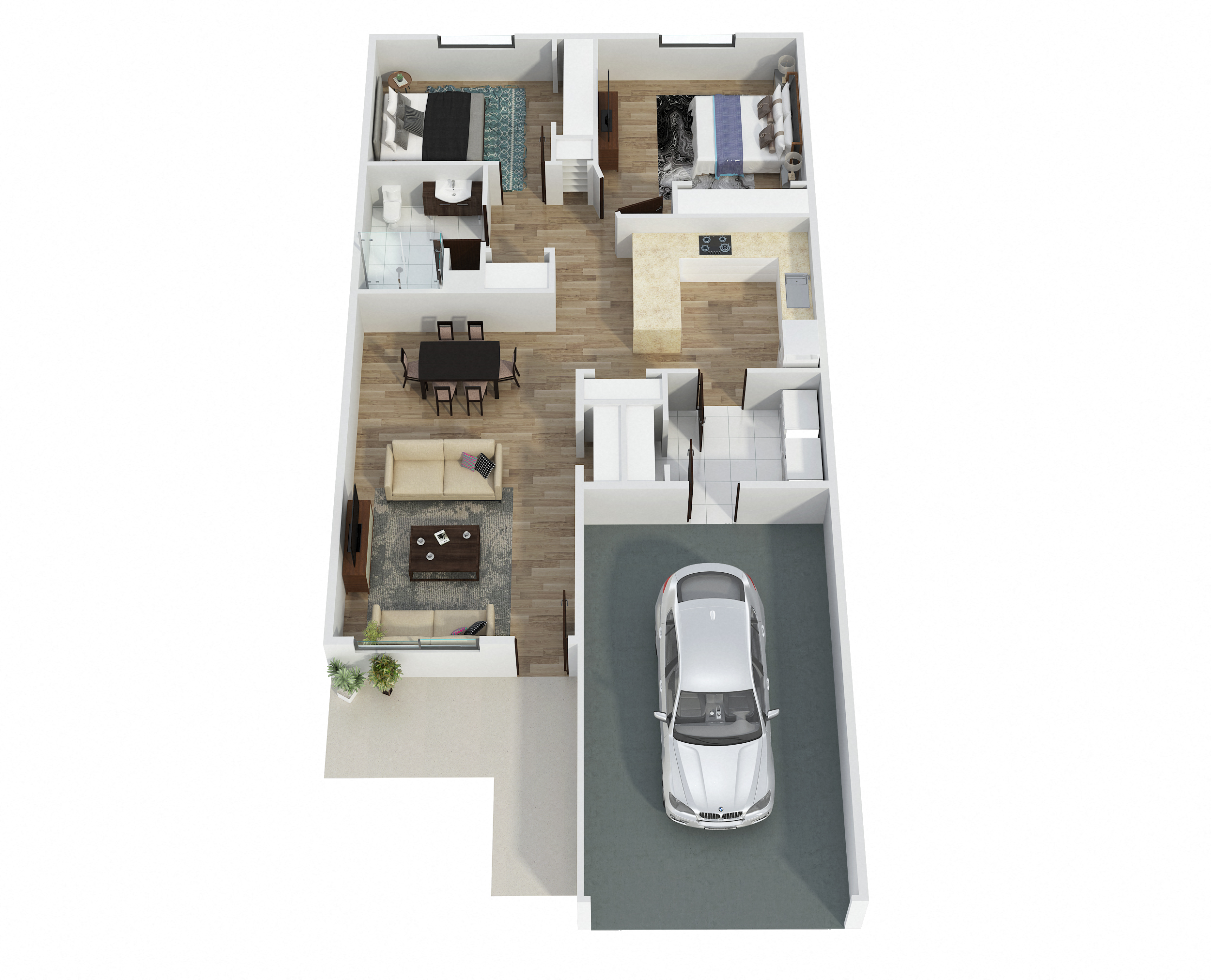 2 bedroom 3D Rendering*Select Units have attached garage