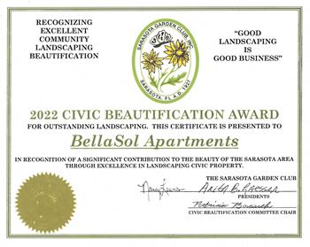 Sarasota Garden Club civic beautification award