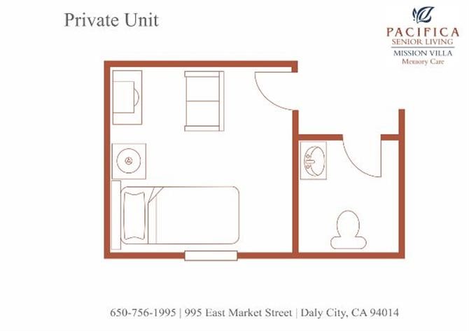 Private Floor Plan Private Floor Plan at Pacifica Senior Living Mission Villa, California, 94014