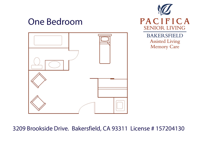 Private One Bedroom Floor Plan Private One Bedroom Floor Plan at Pacifica Senior Living Bakersfield, Bakersfield