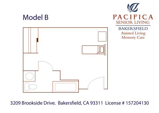 Spacious Model B Floor Plan Spacious Model B Floor Plan at Pacifica Senior Living Bakersfield, Bakersfield, CA