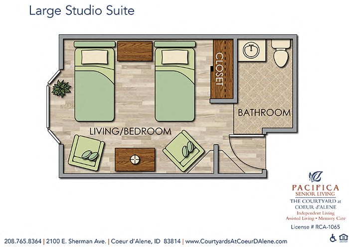 Large Studio Suite Floor Plan Large Studio Suite Floor Plan at Courtyard at Coeur d'Alene, Coeur d'Alene