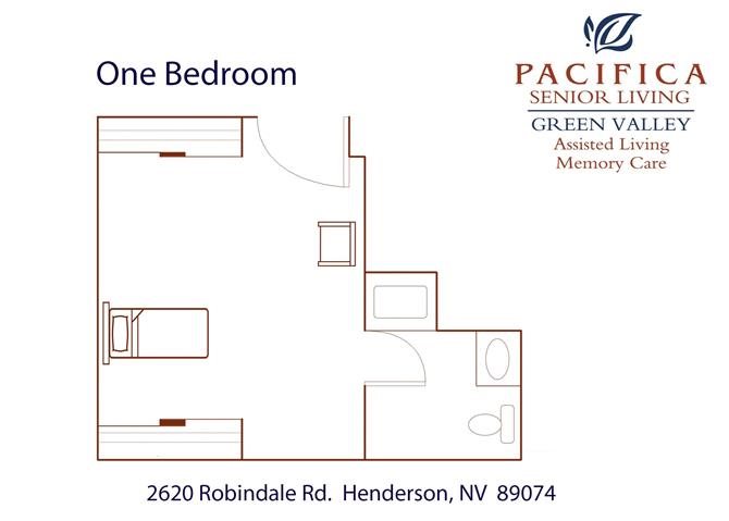 One Bedroom Floor Plan One Bedroom Floor Plan at Pacifica Senior Living Green Valley, Nevada, 89074