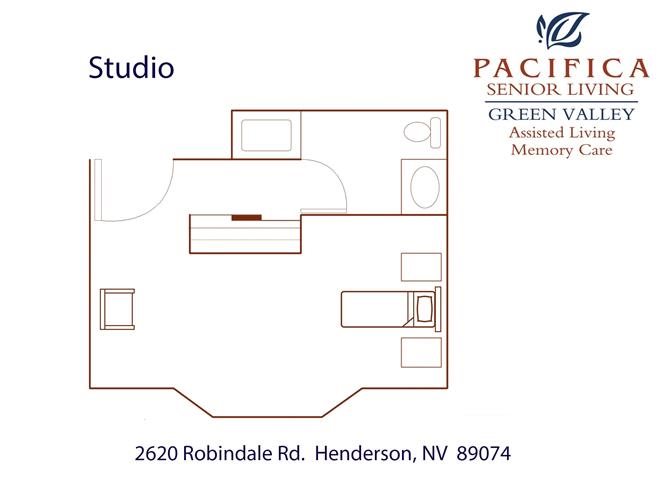 Studio Floor Plan Studio Floor Plan at Pacifica Senior Living Green Valley, Henderson, NV, 89074