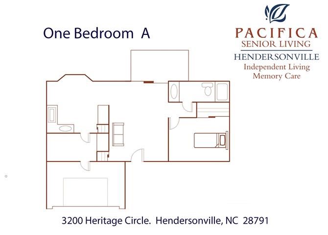 Active Senior One Bedroom | A Floor Plan One Bedroom | A Floor Plan at Pacifica Senior Living Heritage Hills, Hendersonville, 28791
