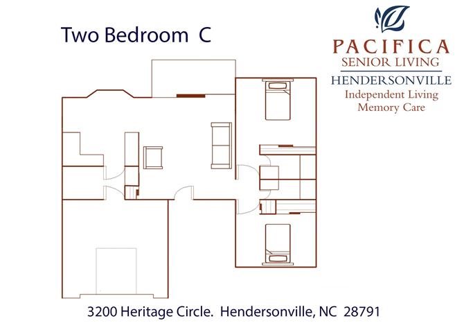Independent Living Two Bedroom | C Floor Plan Two Bedroom | C Floor Plan at Pacifica Senior Living Heritage Hills, Hendersonville, 28791