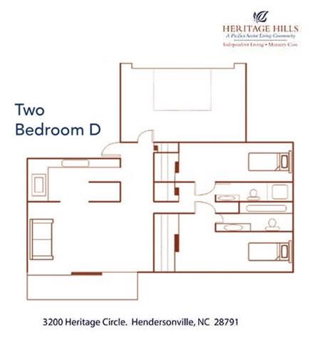 Active Senior Two Bedroom w/ Den Floor Plan Two Bedroom w/ Den Floor Plan at Pacifica Senior Living Heritage Hills, Hendersonville, North Carolina