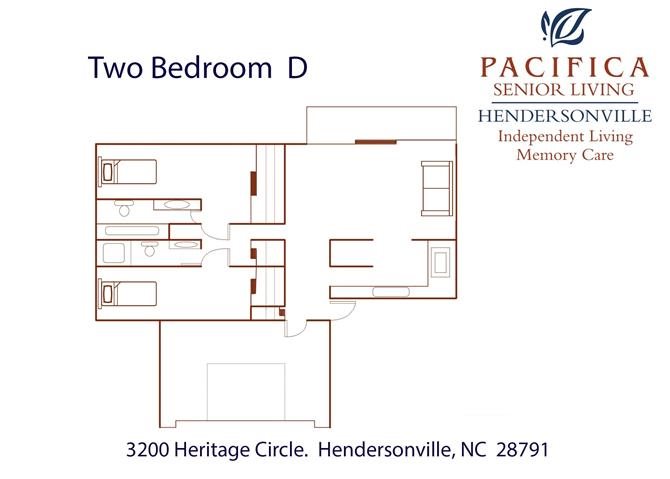 Assisted Living Two Bedroom | D Floor Plan Two Bedroom | D Floor Plan at Pacifica Senior Living Heritage Hills, Hendersonville