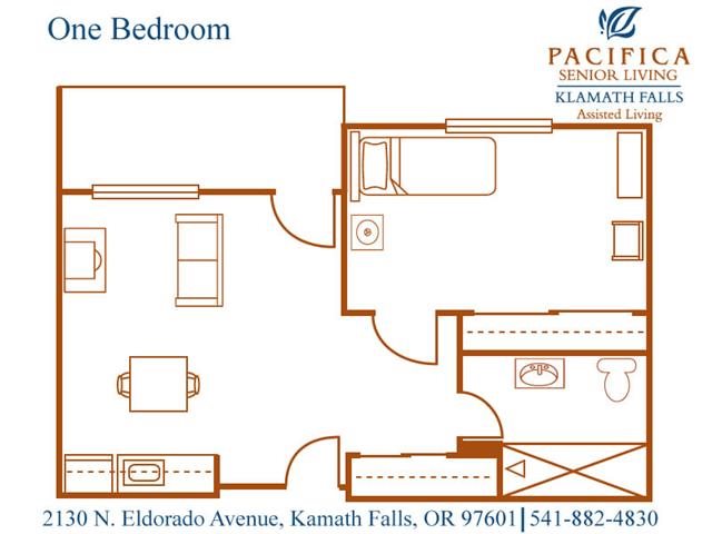 One Bedroom Floor Plan Independent Living One Bedroom Floor Plan at Pacifica Senior Living Klamath Falls, Klamath Falls, Oregon