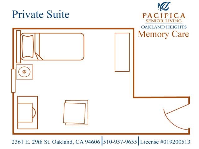 Memory Care Private Floor Plan Memory Care Private Floor Plan at Pacifica Senior Living Oakland Heights, California, 94606
