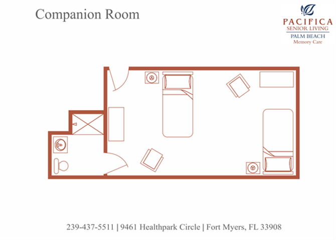 Companion Room Floor Plan Companion Room Floor Plan at Pacifica Senior Living Palm Beach, Florida, 33467